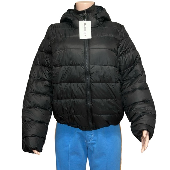 ATHLETA Aire Puffer Hooded Jacket, Black, Medium - Picture 6 of 14